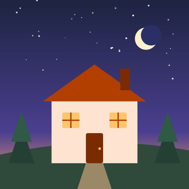 Cosy guesthouse at night